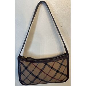 Vintage Brooks Brothers Plaid Italian Leather‎ Small Handbag Purse